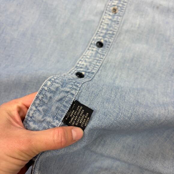 RRL Double RL Ralph Lauren Chambray Work Shirt Button Up Distressed XL - Picture 9 of 13